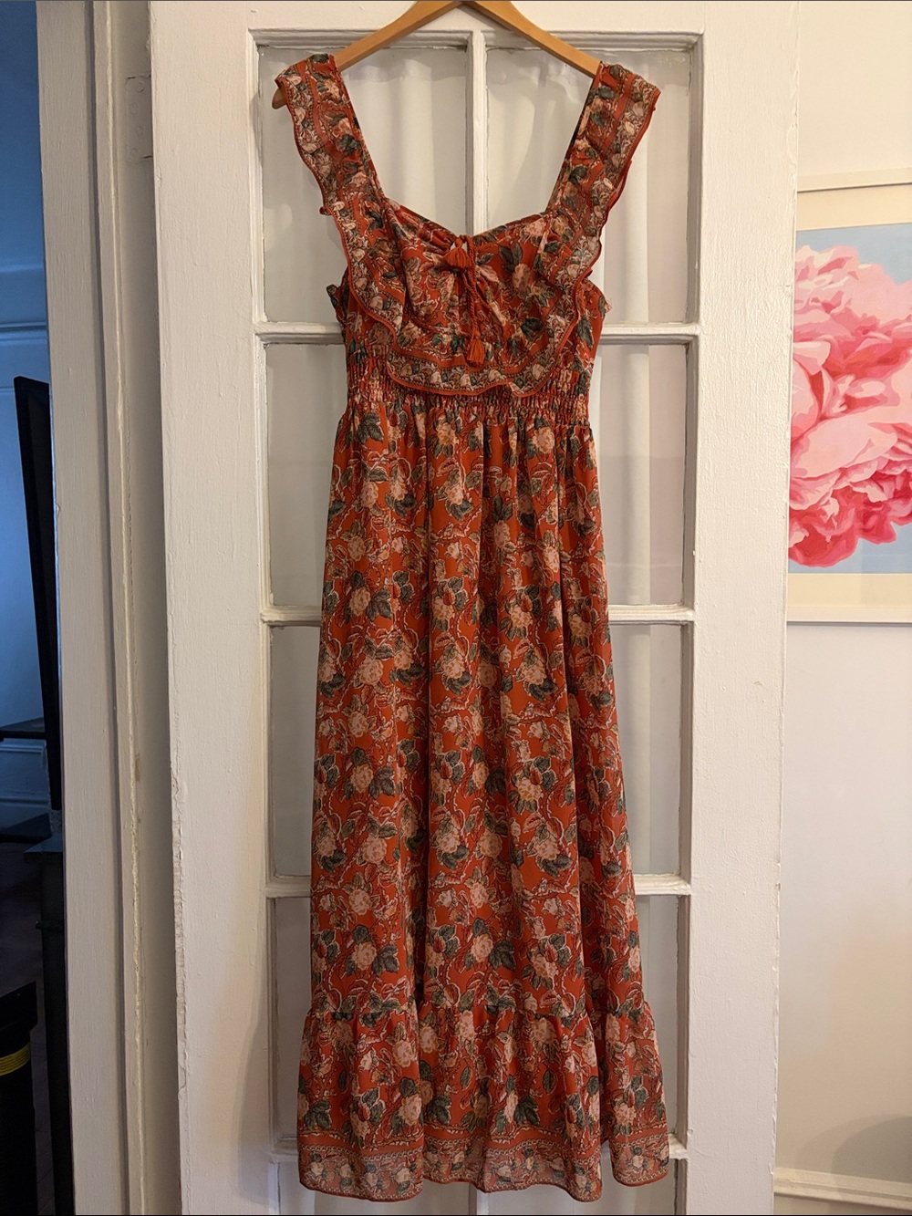 Max Studio Women's Rust Floral Maxi Dress Size M